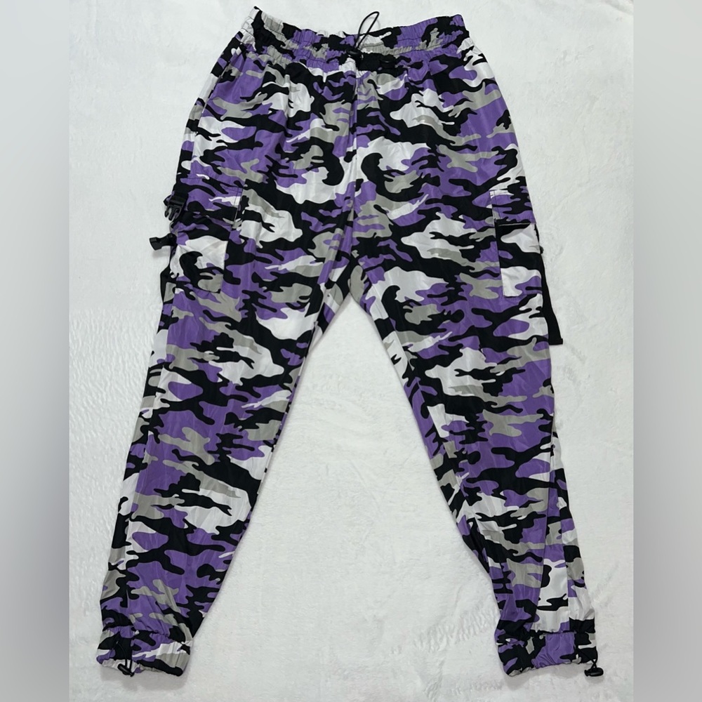 Size: L, used, purple-black-white joggers